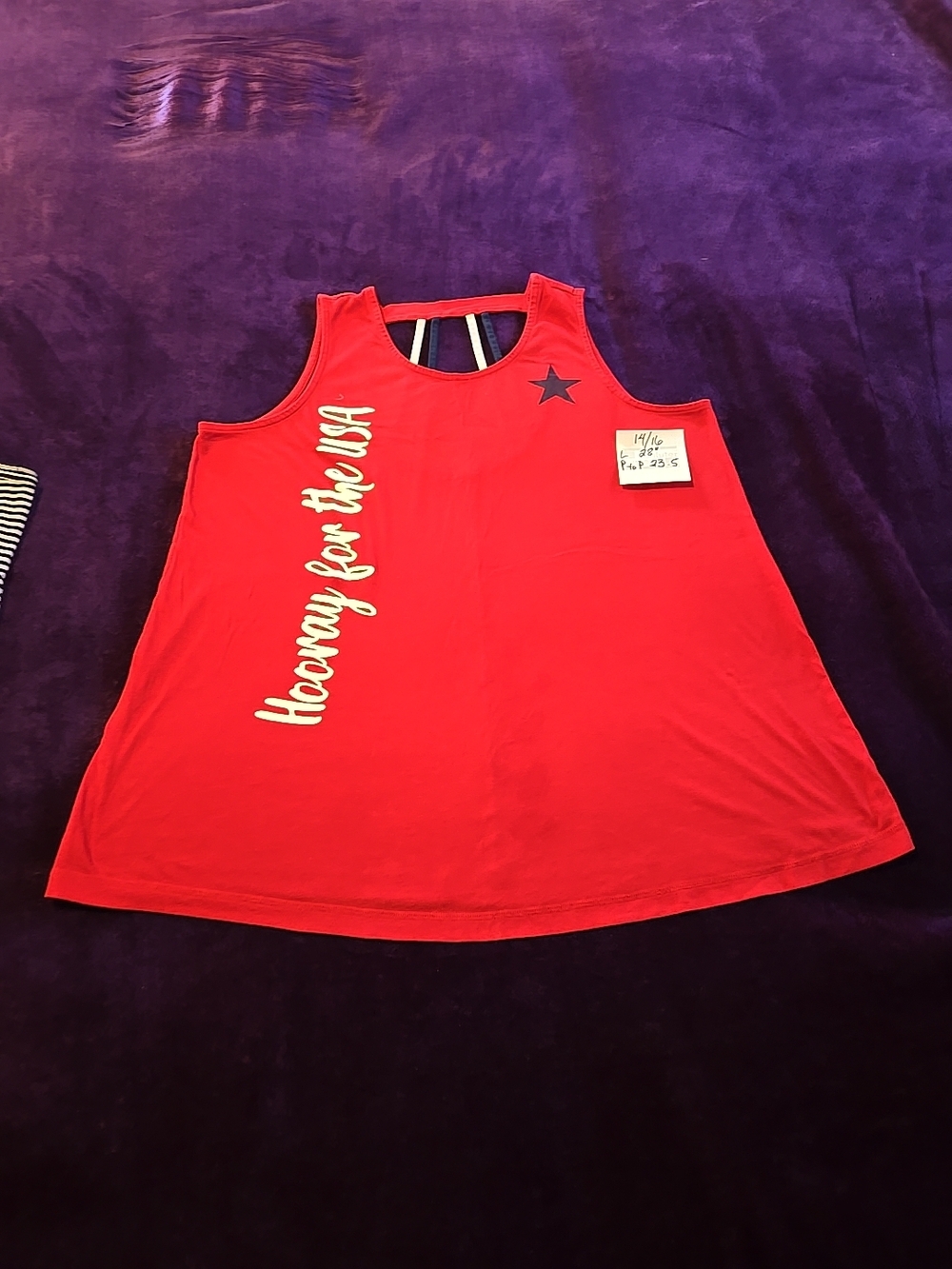 CACIQUE Red Sleeveless "Hooray for the USA" Tank SleepTop Size 14/16 GUC